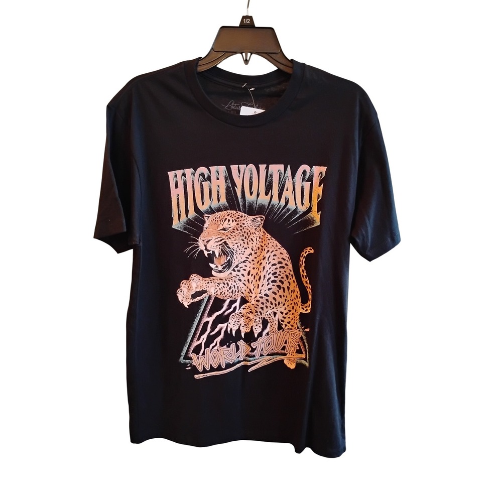 Lotus Fashion High Voltage World Tour Leopard Graphic Tee Black Medium NWT